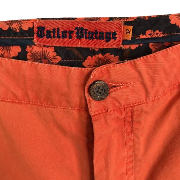 Tailor Vintage Chino Pants Mens Size 32 Orange Straight Leg Flat Front Mid-Rise - Picture 2 of 11